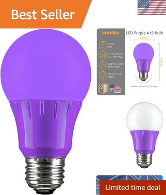 Vibrant 3W Purple LED Bulb, A19 Shape, E26 Base - Ideal for Decorating Holidays