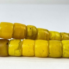 Old Bohemian Glass Yellow Trade Beads
