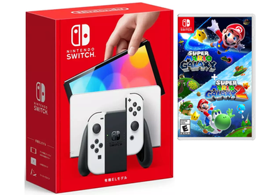 Nintendo Switch OLED 64GB White + Super Mario Galaxy 1&2 ✨ 2-Game