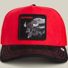 Goorin Bros Animal Baseball Trucker Snapback Hat Cap Suede Buffalo Ruthless Red