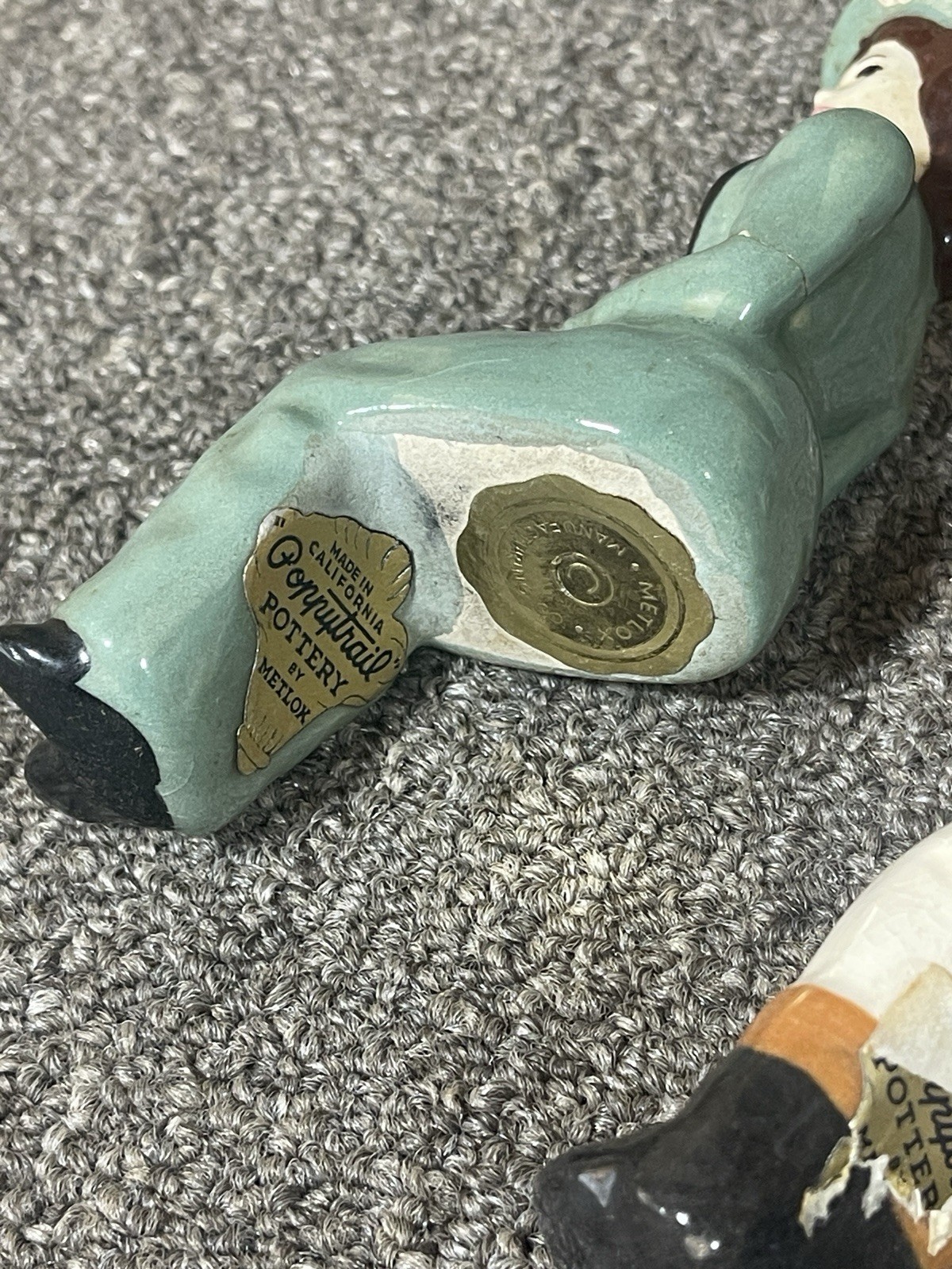 Vtg Metlox Pottery Poppytrail Horse Carriage Two Figures Driver Lady READ