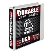 Samsill Durable 1.5 inch 3 Ring Binder, Made in USA, D 1 Pack, White 