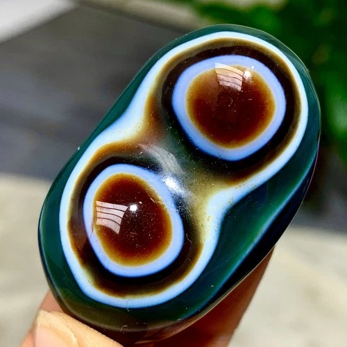 34G Rare! Natural Gobi Agate Eye Agate/Crystal PalmStone Madagascar