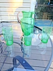 Anchor Hocking - Depression Glass - Cameo design - green - Pitcher set