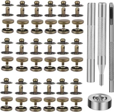 50 Leather Snap Fasteners, 10Mm Bronze Kit with 4 Tools for DIY Sewing Crafts