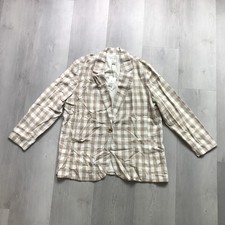 A New Day Khaki Blazer Jacket 2XL Oversized Check One Button NWT