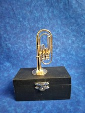 Miniature Tuba with Stand and Case Brass Mini Musical Instrument Baritone Horn R