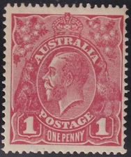 AUST KGV 1d RED LARGE MULTIPLE WATERMARK. MVLH. (N257)