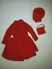Vintage Barbie SKIPPER DRESS COAT outfit #1906 - Red Velvet Coat, Hat and Purse