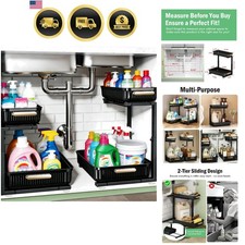 Under Sink Organizer - 2 Pack Multi-Purpose Pull-Out Storage Shelf