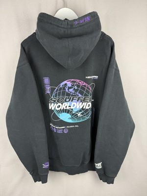 Scuffed Worldwide Hoodie Men 4XL Black Pullover Graphic Sweatshirt Misfits Globe