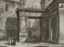 D. AMICI (1808-1871), Ansicht des Septimius-Severus-Bogen,  1833, Rad. Romantik