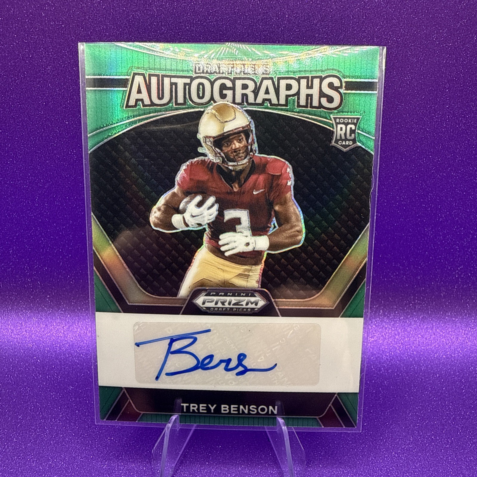 2024 Panini Prizm Draft Picks: Autographs Trey Benson Green Prizm (RC)