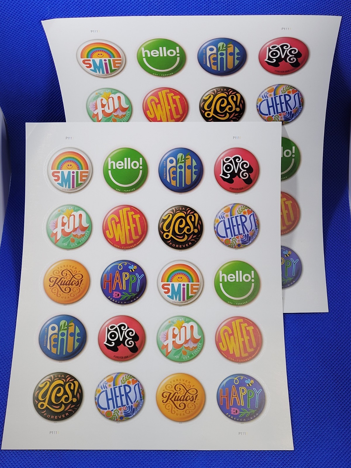 40 FOREVER FIRST CLASS LETTER STAMPS PINBACK BUTTON MNH 2024 BOOK PEACE LOVE FUN