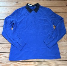 Equipment Femme Women’s Back Button 100% Silk Blouse Size S Blue Q11