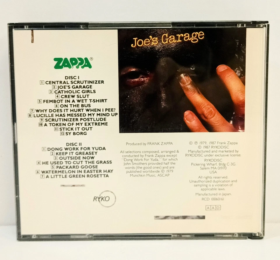 Brand New Frank Zappa Joe's Garage Acts I II III 2-CD Rykodisc 1979 Album Foto 2 de 4