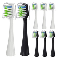 AquaSonic Replacement Brush Heads Normal & Sensitive Teeth 8 Pack  4 White 4 Bla