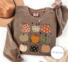 Retro Pumpkin Sweatshirt Espresso Crewneck Fall Graphic Sweater Thanksgiving