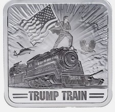 Trump 1 Oz .999 Fine Silver Square 2024 Trump Train Silver Bar BU Coin MAGA 47 85.00 per troy oz