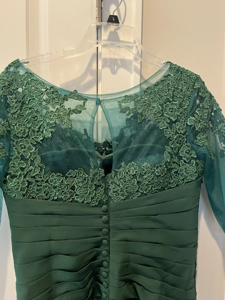 Vestido Verde Esmeralda Encaje y Gasa Boda Madre de la Novia Vestido, Talla 14 Foto 3 de 4