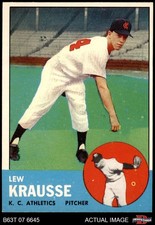 1963 Topps #104 Lew Krausse Athletics 6 - EX/MT