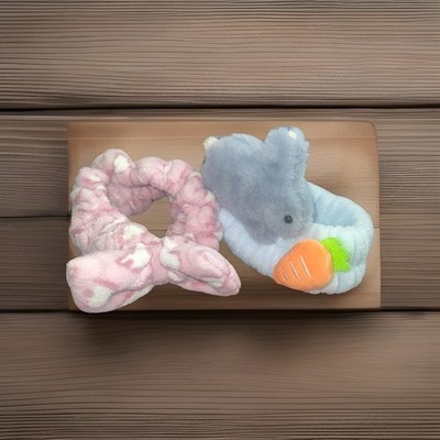 2 Spa Headband,Makeup Headband, Bow & Bunny Headband for Washing Face Fuzzy New