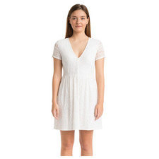 Show Me Your MuMu Women’s White Lace Short Sleeve V-Neck Dress Medium