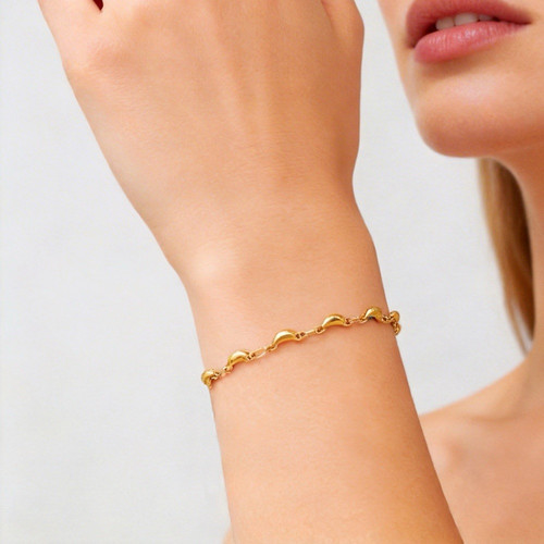 Gold Tone Adjustable Cable Chain Bracelet, Lobster Clasp, 16+5cm, No Stone