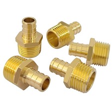 5 Pack Pex 1/2 Inch x 1/2 Inch NPT Male Adapter Brass Crimp Fitting
