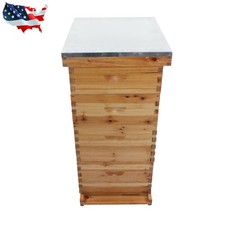 10-Frame Beehive Beeswax Coated Wooden Bee Hives  Supplies Starter Kit 4 Layer