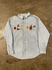 Vintage Warner Bros Studio Looney Tunes Mens XL Embroidered Shirt Bugs Duck