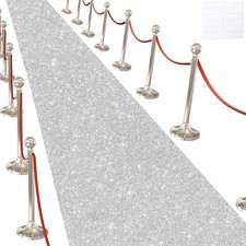 2.6FTx15FT , Aisle Runner for Wedding Ceremony Glitter Silver, Hollywood Carpet