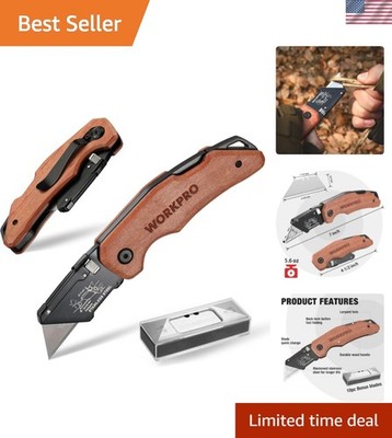 Classic Wood Handle Utility Knife with Easy-Change Blade - Includes Extra Blades