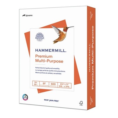 Hammermill Printer Paper, Premium Inkjet & Laser Paper 24 Lb, 8.5 x 11 - 1 Ream