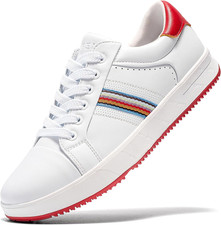 UOFEIY Men'S Golf Shoes Professional Spikeless Leather Sneakers Non Slip Low Top