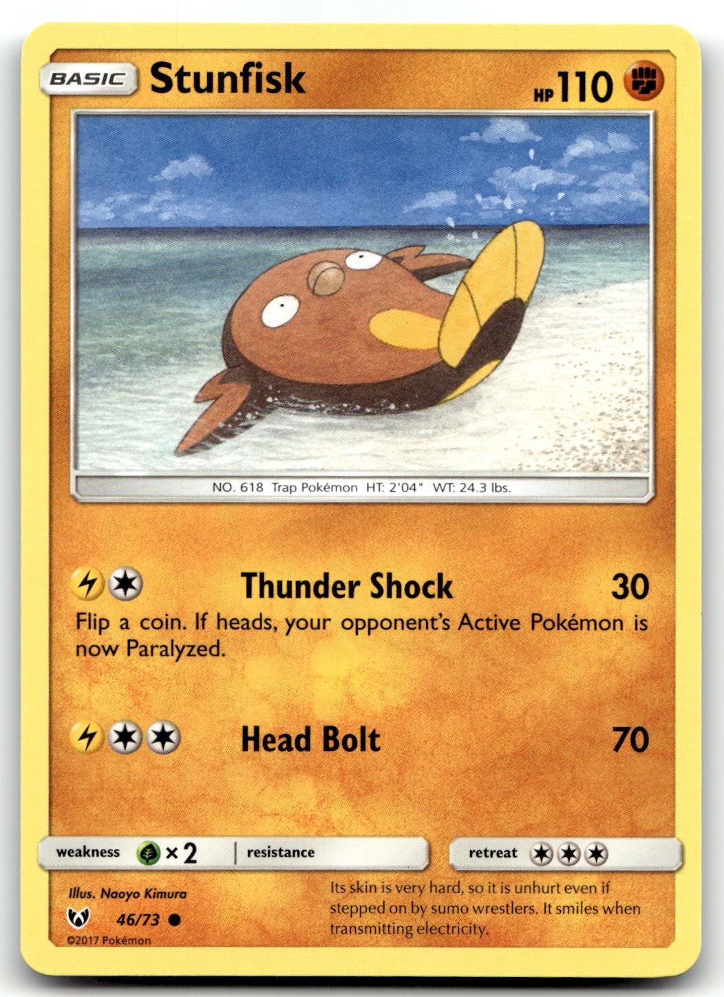 Stunfisk 46/73 Shining Legends Common Unlimited Pokemon TCG NM