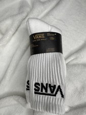 Vans Off The Wall Classic Crew Socks Mens One Size White 3 Pack Skateboarding