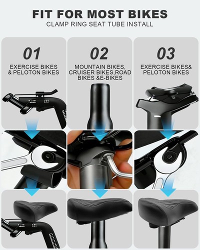 Noseless Oversized Bike Seat for Men Women Comfort, Extra Wide Padded - Picture 7 of 8