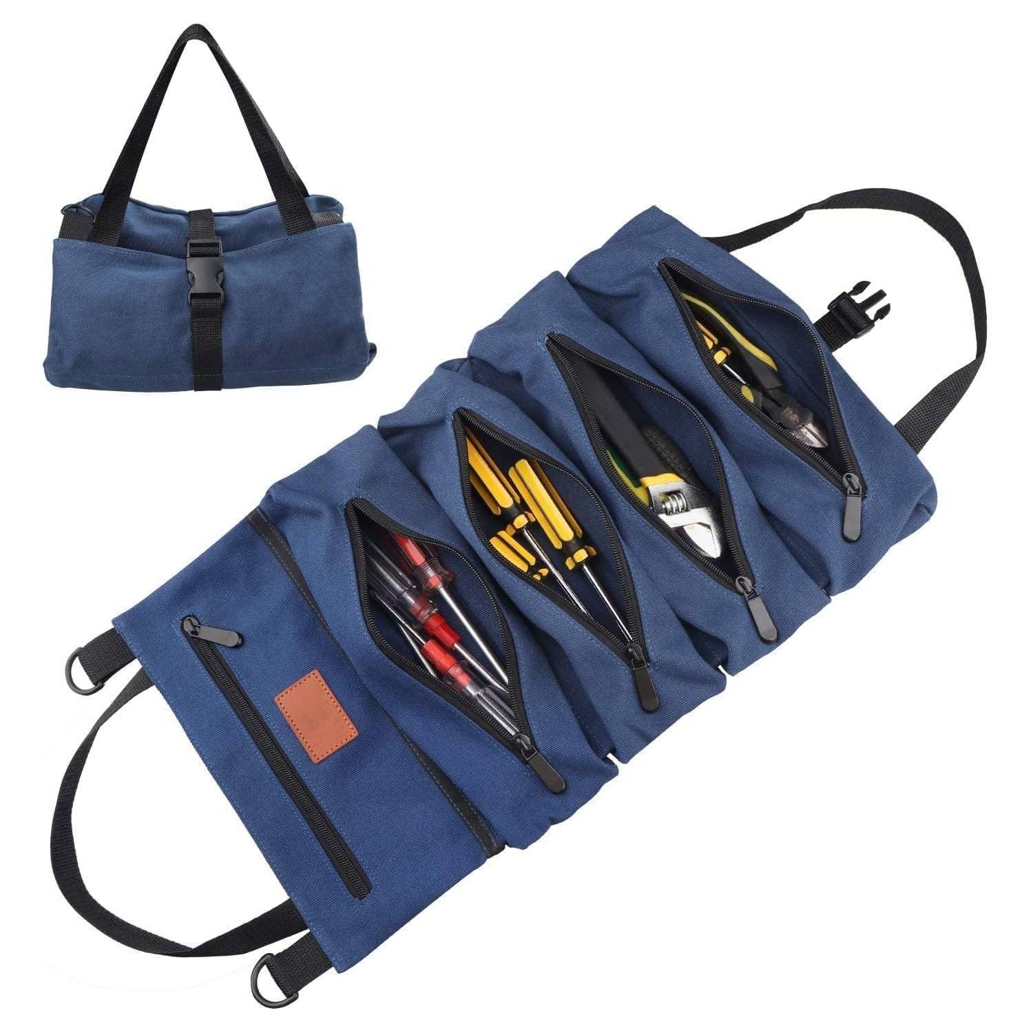 Multi-Purpose Tool Roll Up Bag Wrench Pouch Hanging Portable Organizer Storage-