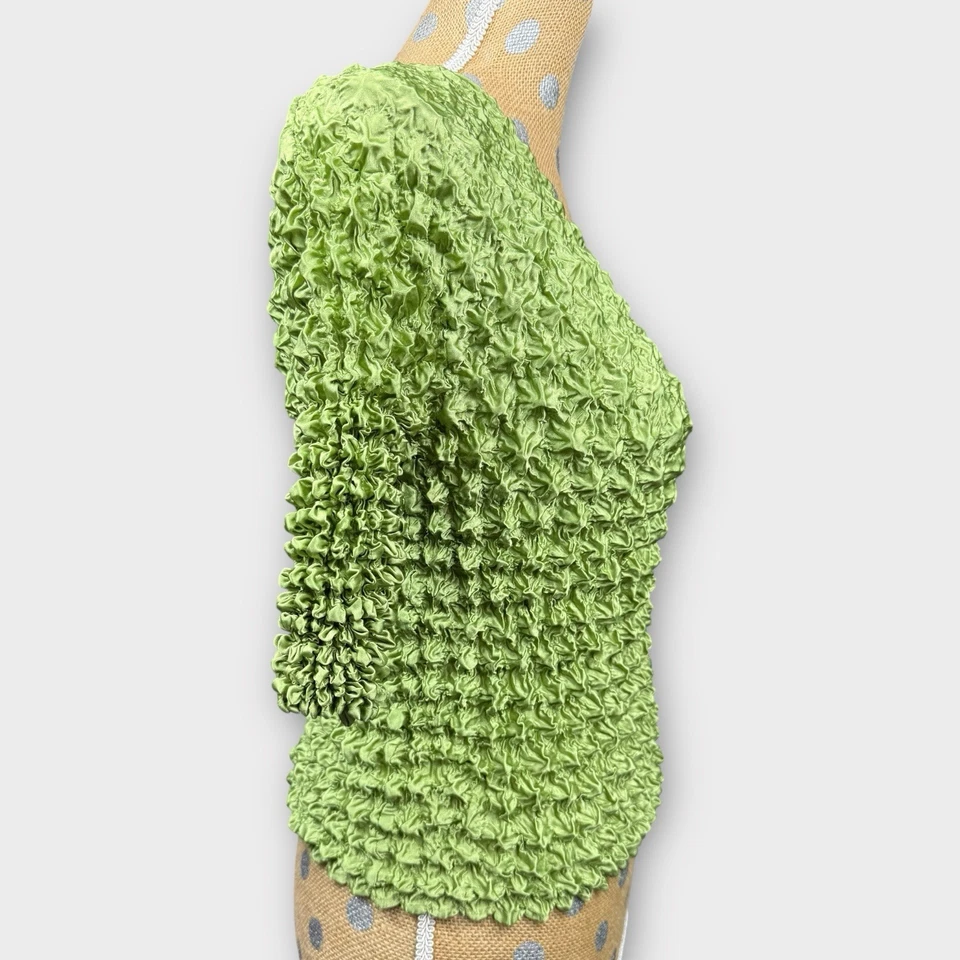 Blusa Top Magic Scarf Verde Arrugado Elástico Talla Única Años 90 Y2K Festival Palomitas de Maíz Foto 3 de 4