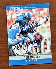 Eddie Murray Detroit Lions Signed Football Card 1990 Pro Set Autograph