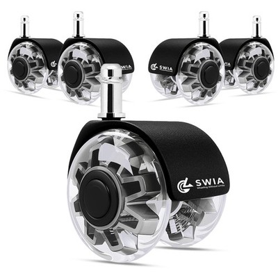 Swia Premium 2 Inch Office Chair Caster Wheels Set Of 5 - Rolling Safe