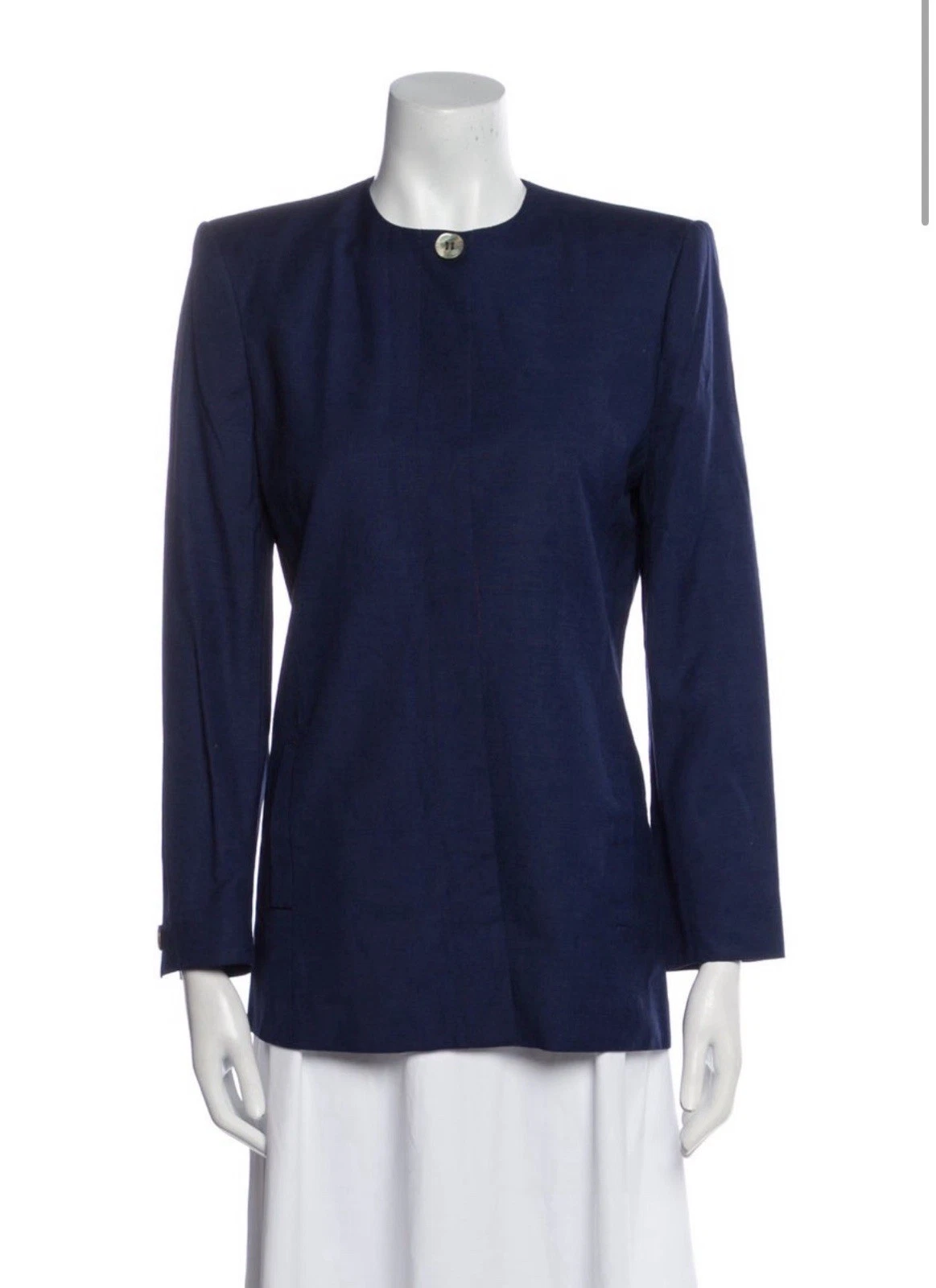 Dior — christian dior authentic Solid Navy Blue Long Sleeve Blazer Jacket 6 Small