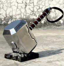 Thor Mjolnir Cosplay Hammer 1:1 Adult Metal Replica with Base 18 Inch