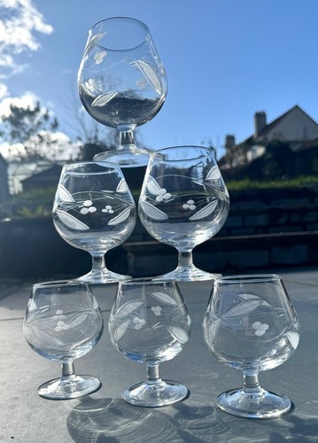 6 x Vintage Princess House Cut Crystal Brandy Glasses - Good Condition - Picture 2 of 9