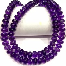 10-12mm Natural Amethyst Smooth Rondelle Gemstone Beads Jewelry Making 16 Inches
