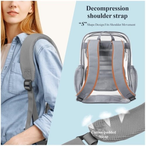 PVC Transparent School Bag Waterproof Student School Bag School - Picture 3 of 14