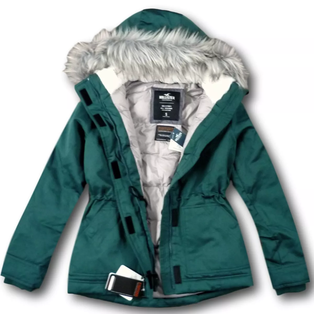 NWT Hollister by Abercrombie&Fitch Women's Faux Fur Lined Parka Jacket Coat