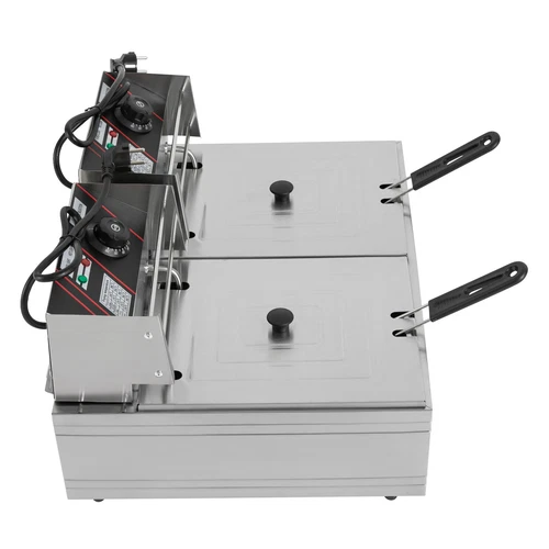 12L Gastro Friteuse Edelstahl Elektro Fritöse Doppel Fritoese mit Frittier 5000W - Bild 15 von 24