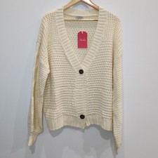 NWT Aceshin Women’s Light Beige Oversized knit cardigan sweater LARGE
